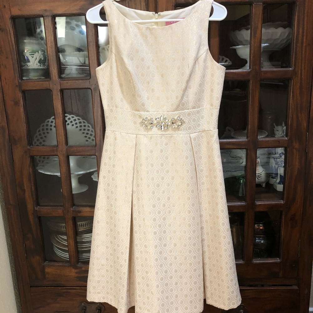 Gold Embellished Occassion Dress Lined Eliza J